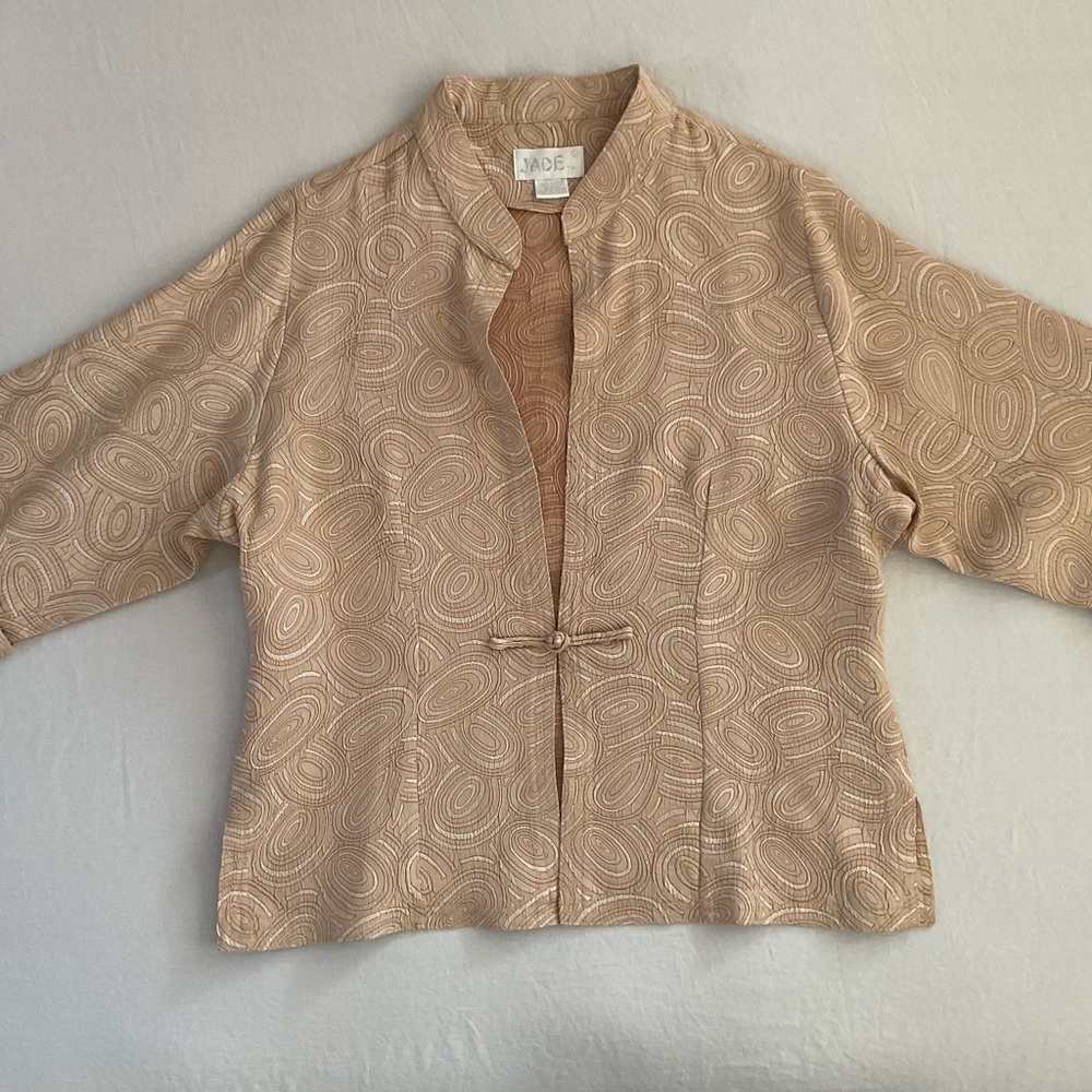 Like New Dressy Jacket by Jade - Neutral Colors Geometric Design Size Large